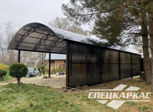 Навес из поликарбоната усиленный, для парковки двух автомобилей №65 - фото 1606