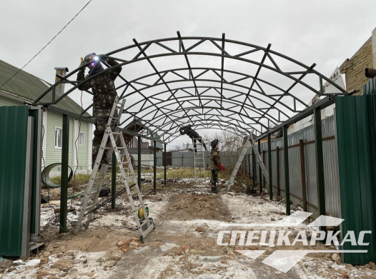 Навес для парковки двух автомобилей друг за другом №62 - фото 1575