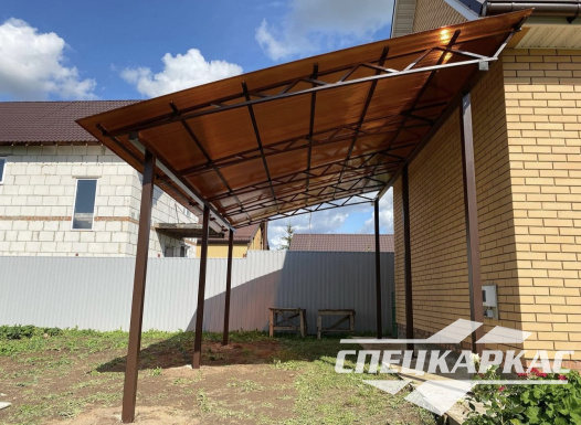 Односкатный навес к дому из поликарбоната №98 - фото 1940