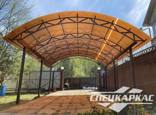 Усиленный навес из поликарбоната для парковки одного автомобиля №29 - фото 1246