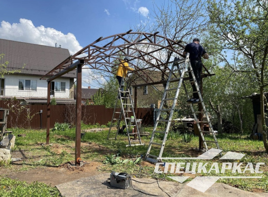 Металлический навес из поликарбоната для зоны отдыха №27 - фото 1229